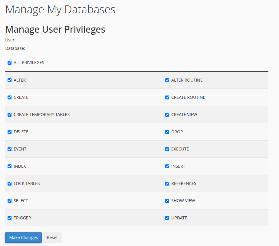 cPanel user privileges Hostperl