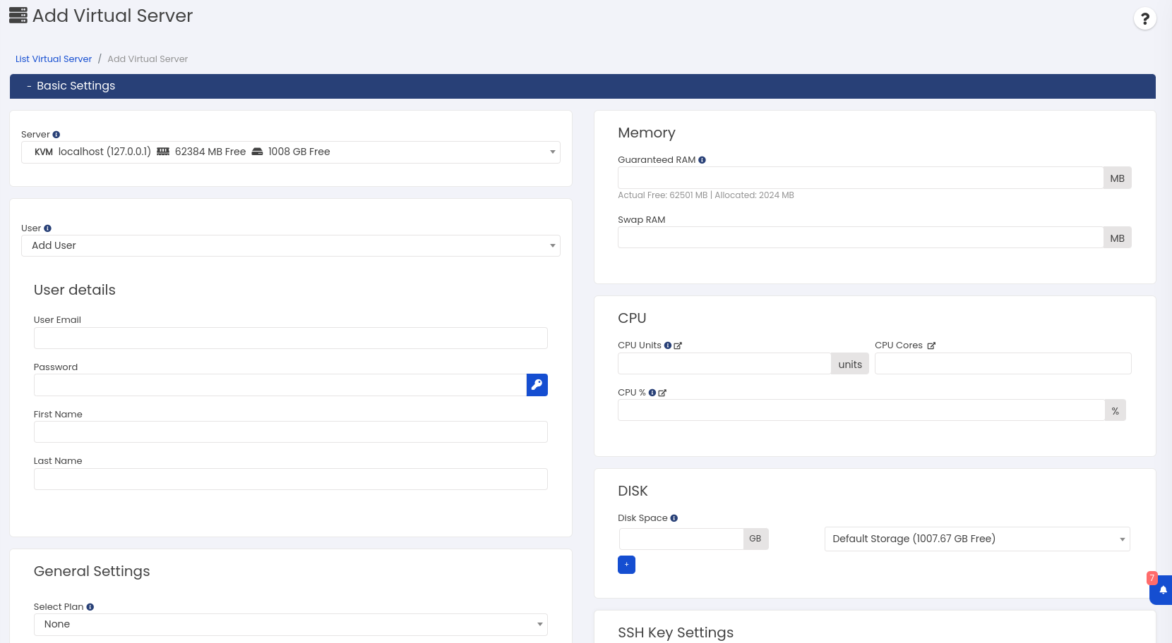 Virtualizor create VPS Hostperl