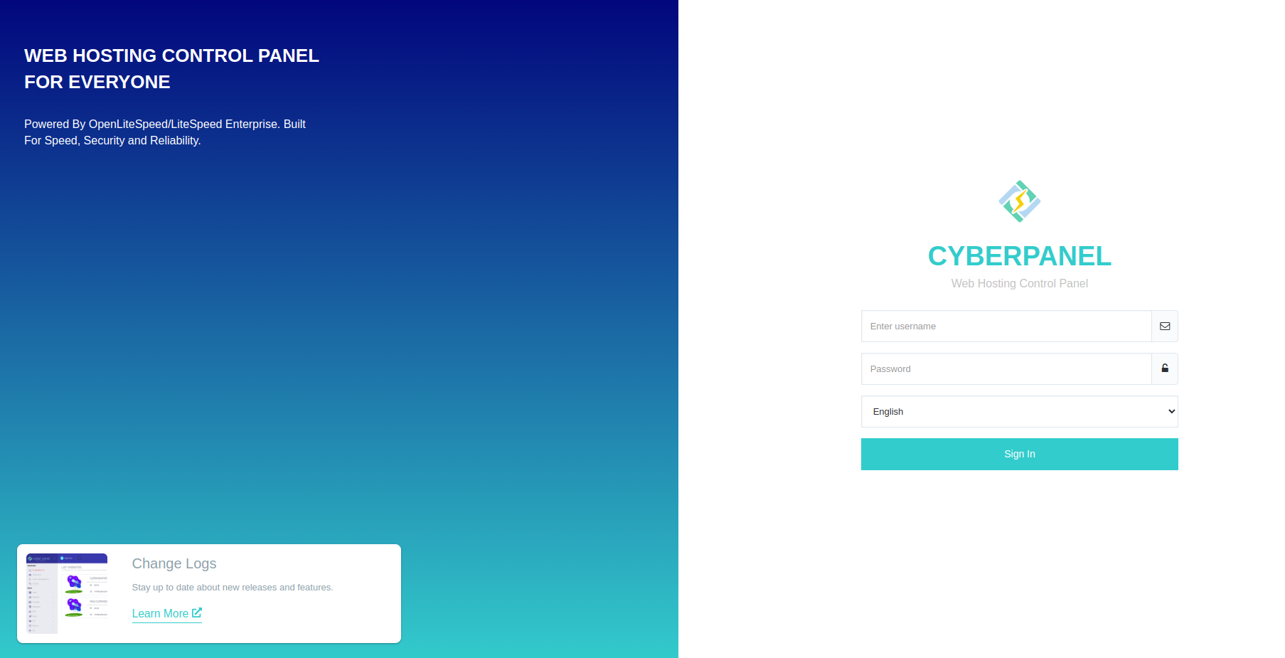 cyberpanel login page