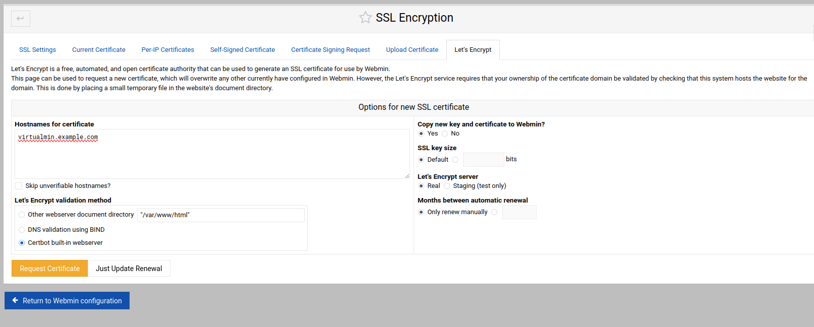 Virtualmin install SSL Hostperl